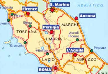 mappa italia centrale